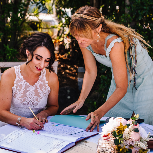 Signing with the Bride